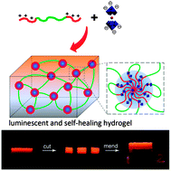Graphical abstract: Tunable, luminescent, and self-healing hybrid hydrogels of polyoxometalates and triblock copolymers based on electrostatic assembly