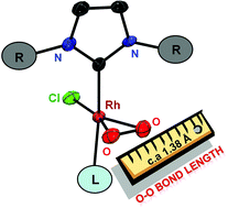 Graphical abstract: Dioxygen adducts of rhodium N-heterocyclic carbene complexes