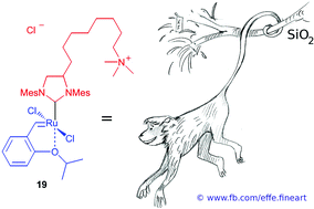 Graphical abstract: Synthesis of functionalised N-heterocyclic carbene ligands bearing a long spacer and their use in olefin metathesis