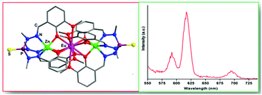 Graphical abstract: A phosphorus-based compartmental ligand, (S)P[N(Me)N [[double bond, length as m-dash]] CH–C6H3-2-O-3-OMe]3 (LH3), enables the assembly of luminescent heterobimetallic linear {L2Zn2Ln}+ [Ln = Gd, Tb, Nd and Eu] complexes