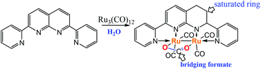Graphical abstract: An unexpected semi-hydrogenation of a ligand in the complexation of 2,7-bispyridinyl-1,8-naphthyridine with Ru3(CO)12