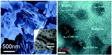 Graphical abstract: Inlay of Bi2O2CO3 nanoparticles onto Bi2WO6 nanosheets to build heterostructured photocatalysts