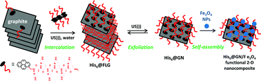 Graphical abstract: A single-stage functionalization and exfoliation method for the production of graphene in water: stepwise construction of 2D-nanostructured composites with iron oxide nanoparticles