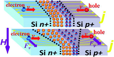 Graphical abstract: Angular dependence of the magnetoresistance effect in a silicon based p–n junction device