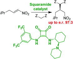 Graphical abstract: Enantioselective Michael addition of 1,3-dicarbonyl compounds to a nitroalkene catalyzed by chiral squaramides – a key step in the synthesis of pregabalin