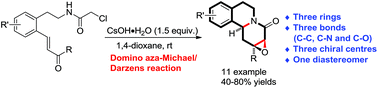 Graphical abstract: Diastereoselective synthesis of epoxide-fused benzoquinolizidine derivatives using intramolecular domino aza-Michael addition/Darzens reaction