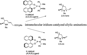 Graphical abstract: Asymmetric synthesis of 2,5-disubstituted 3-hydroxypyrrolidines based on stereodivergent intramolecular iridium-catalyzed allylic aminations