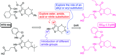 Graphical abstract: Syntheses and biological evaluation of 2-amino-3-acyl-tetrahydrobenzothiophene derivatives; antibacterial agents with antivirulence activity