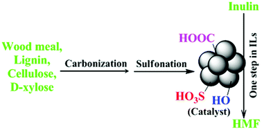 Graphical abstract: Preparation of biomass hydrochar derived sulfonated catalysts and their catalytic effects for 5-hydroxymethylfurfural production
