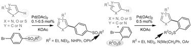 Graphical abstract: Palladium-catalysed direct heteroarylation of bromobenzenes bearing SO2R substituents at C2 or C4
