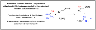 Graphical abstract: Novel atom-economic reaction: comprehensive utilization of S-alkylisothiouronium salt in the synthesis of thioethers and guanidinium salts