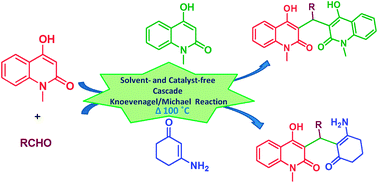 Graphical abstract: A highly efficient and green cascade synthesis of 3-methyl-substituted-4-hydroxy-1-methyl-quinolin-2(1H)-ones under solvent- and catalyst-free conditions