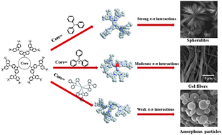 Graphical abstract: Supramolecular assemblies from carbazole dendrimers modulated by core size and molecular configuration