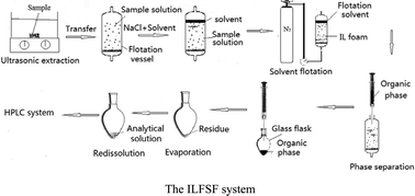 Graphical abstract: Extraction and separation of triazine herbicides in soybean by ionic liquid foam-based solvent flotation and high performance liquid chromatography determination