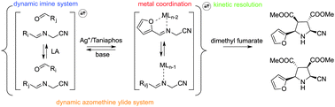 Graphical abstract: Silver-catalyzed dynamic systemic resolution of α-iminonitriles in a 1,3-dipolar cycloaddition process