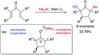 Graphical abstract: α-Hydroxycyclopentanones via one-pot oxidation of the trimethylaluminum-mediated Nazarov reaction with triplet oxygen