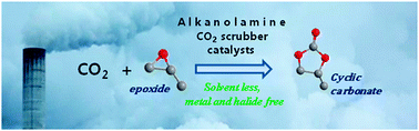 Graphical abstract: The unprecedented catalytic activity of alkanolamine CO2 scrubbers in the cycloaddition of CO2 and oxiranes: a DFT endorsed study
