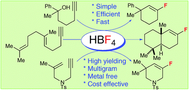 Graphical abstract: A fast, efficient and simple method for the synthesis of cyclic alkenyl fluorides by a fluorinative carbocyclization reaction