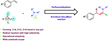 Graphical abstract: Combination of fluoroalkylation and Kornblum–DeLaMare reaction: a new strategy for the construction of (Z)-β-perfluoroalkyl enaminones