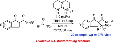 Graphical abstract: Guanidinium iodide-catalyzed oxidative α-nitroalkylation of β-ketoamides