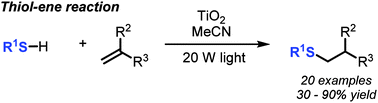 Graphical abstract: Visible light promoted thiol-ene reactions using titanium dioxide