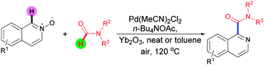 Graphical abstract: Palladium-catalyzed oxidative carbamoylation of isoquinoline N-oxides with formylamides by means of dual C–H oxidative coupling