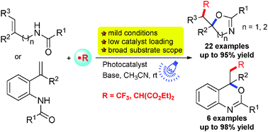 Graphical abstract: Visible-light-induced photocatalytic oxytrifluoromethylation of N-allylamides for the synthesis of CF3-containing oxazolines and benzoxazines