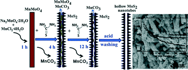 Graphical abstract: Facile synthesis of hierarchical hollow MoS2 nanotubes as anode materials for high-performance lithium-ion batteries