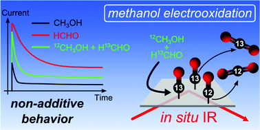 Graphical abstract: The influence of reactive side products on the electrooxidation of methanol – a combined in situ infrared spectroscopy and online mass spectrometry study