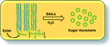 Graphical abstract: Brönsted acidic ionic liquid-catalyzed conversion of hemicellulose into sugars