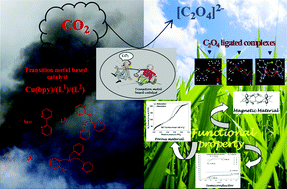 Graphical abstract: Designed synthesis of CO2-promoted copper(ii) coordination polymers: synthesis, structural and spectroscopic characterization, and studies of versatile functional properties