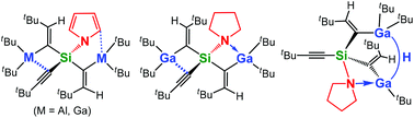 Graphical abstract: Hydrometallation of amino-trialkynylsilanes – intramolecular M–N interactions (M = Al, Ga) and potential activation of Si–N bonds