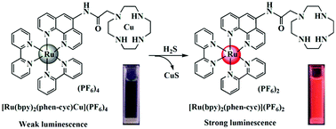 Graphical abstract: A novel dinuclear ruthenium(ii)–copper(ii) complex-based luminescent probe for hydrogen sulfide