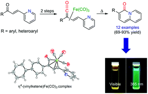 Graphical abstract: An expedient approach to synthesize fluorescent 3-substituted 4H-quinolizin-4-ones via (η4-vinylketene)-Fe(CO)3 complexes