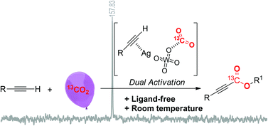 Graphical abstract: Silver tungstate: a single-component bifunctional catalyst for carboxylation of terminal alkynes with CO2 in ambient conditions