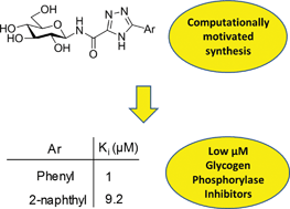 Graphical abstract: Computationally motivated synthesis and enzyme kinetic evaluation of N-(β-d-glucopyranosyl)-1,2,4-triazolecarboxamides as glycogen phosphorylase inhibitors