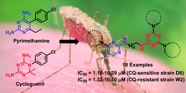 Graphical abstract: Triazine–pyrimidine based molecular hybrids: synthesis, docking studies and evaluation of antimalarial activity