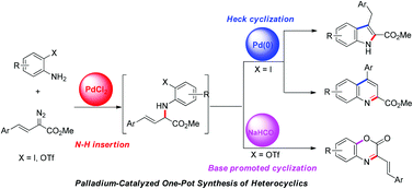 Graphical abstract: Palladium catalyzed N–H bond insertion and intramolecular cyclization cascade: the divergent synthesis of heterocyclics