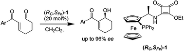 Graphical abstract: Bifunctional ferrocene-based squaramide-phosphine as an organocatalyst for highly enantioselective intramolecular Morita–Baylis–Hillman reaction