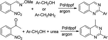 Graphical abstract: Palladium-catalyzed one pot 2-arylquinazoline formation via hydrogen-transfer strategy