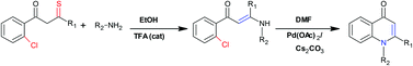 Graphical abstract: Facile synthesis of antimalarial 1,2-disubstituted 4-quinolones from 1,3-bisaryl-monothio-1,3-diketones