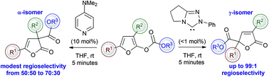 Graphical abstract: Regiodivergent Lewis base-promoted O- to C-carboxyl transfer of furanyl carbonates