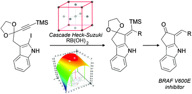 Graphical abstract: Exploring a cascade Heck–Suzuki reaction based route to kinase inhibitors using design of experiments