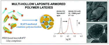 Graphical abstract: Synthesis of multi-hollow clay-armored latexes by surfactant-free emulsion polymerization of styrene mediated by poly(ethylene oxide)-based macroRAFT/Laponite complexes