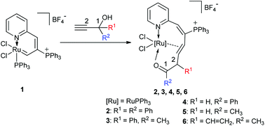 Graphical abstract: 1,2-Migration in the reactions of ruthenium vinyl carbene with propargyl alcohols