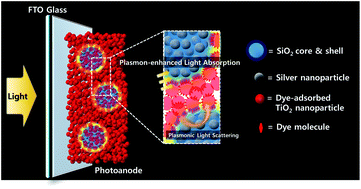 Graphical abstract: Plasmon-enhanced dye-sensitized solar cells using SiO2 spheres decorated with tightly assembled silver nanoparticles