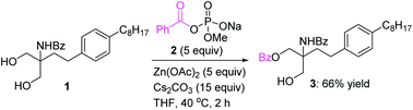 Graphical abstract: Benzoyl methyl phosphate as an efficient reagent for the selective monobenzoylation of N-Bz-FTY720