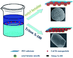Graphical abstract: Morphology controlling of calcium carbonate by self-assembled surfactant micelles on PET substrate