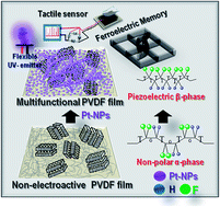 Graphical abstract: The in situ formation of platinum nanoparticles and their catalytic role in electroactive phase formation in poly(vinylidene fluoride): a simple preparation of multifunctional poly(vinylidene fluoride) films doped with platinum nanoparticles