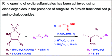 Graphical abstract: One-pot synthesis of functionalized β-amino sulfides/β-amino selenides via ring opening of cyclic sulfamidates